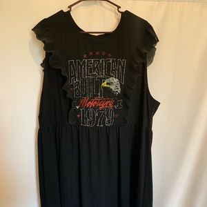 Black sleeveless ruffle dress